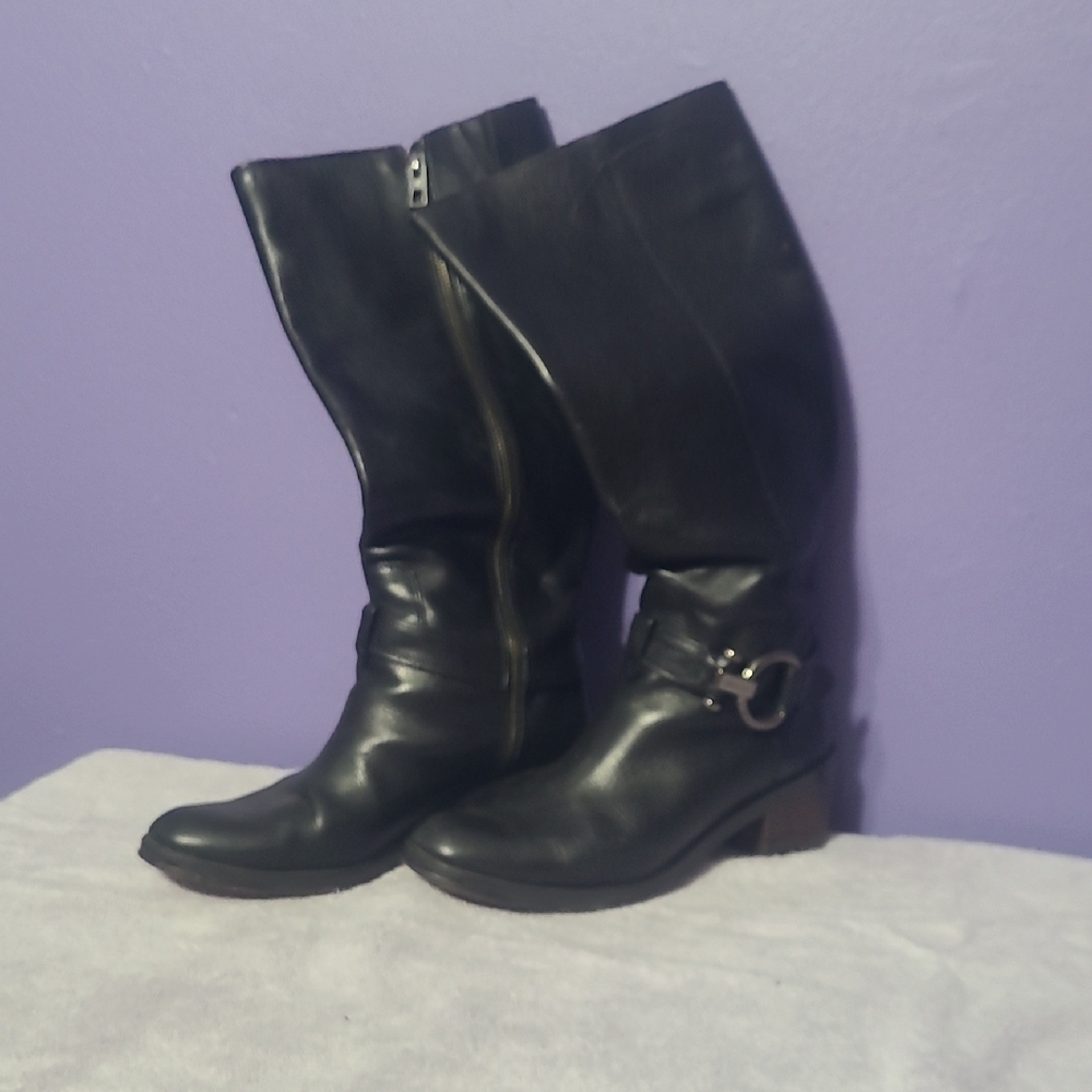 Coach Black Heeled Boots with Knee-High Design